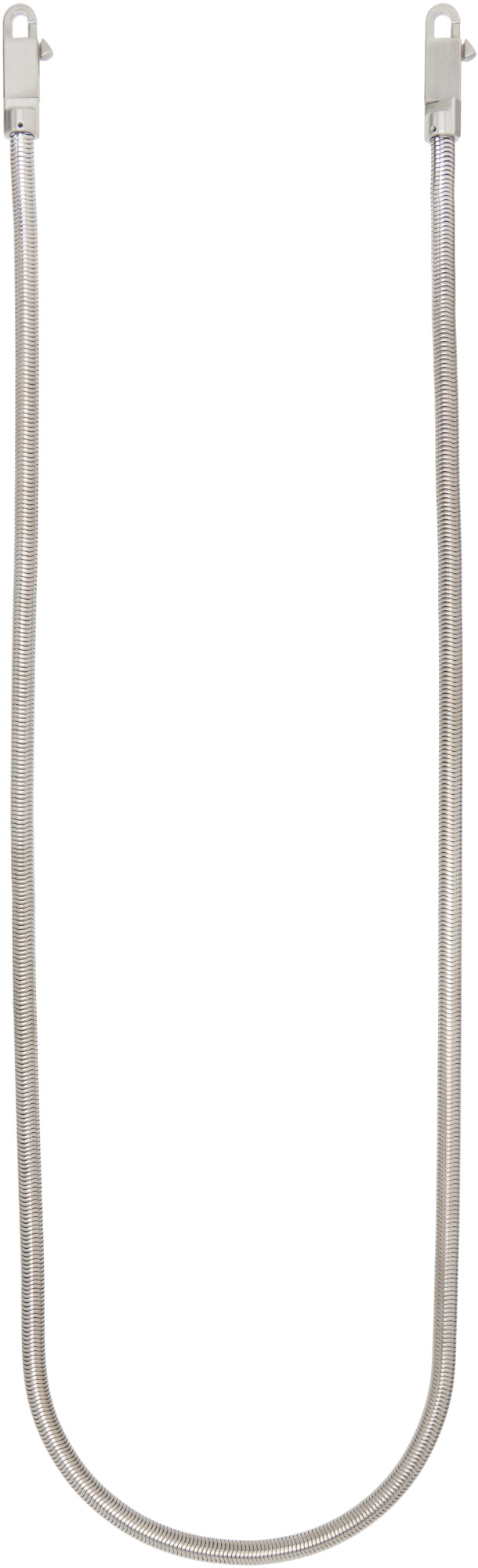 Rick Owens Silver Snake Chain Crossbody Strap In Gray