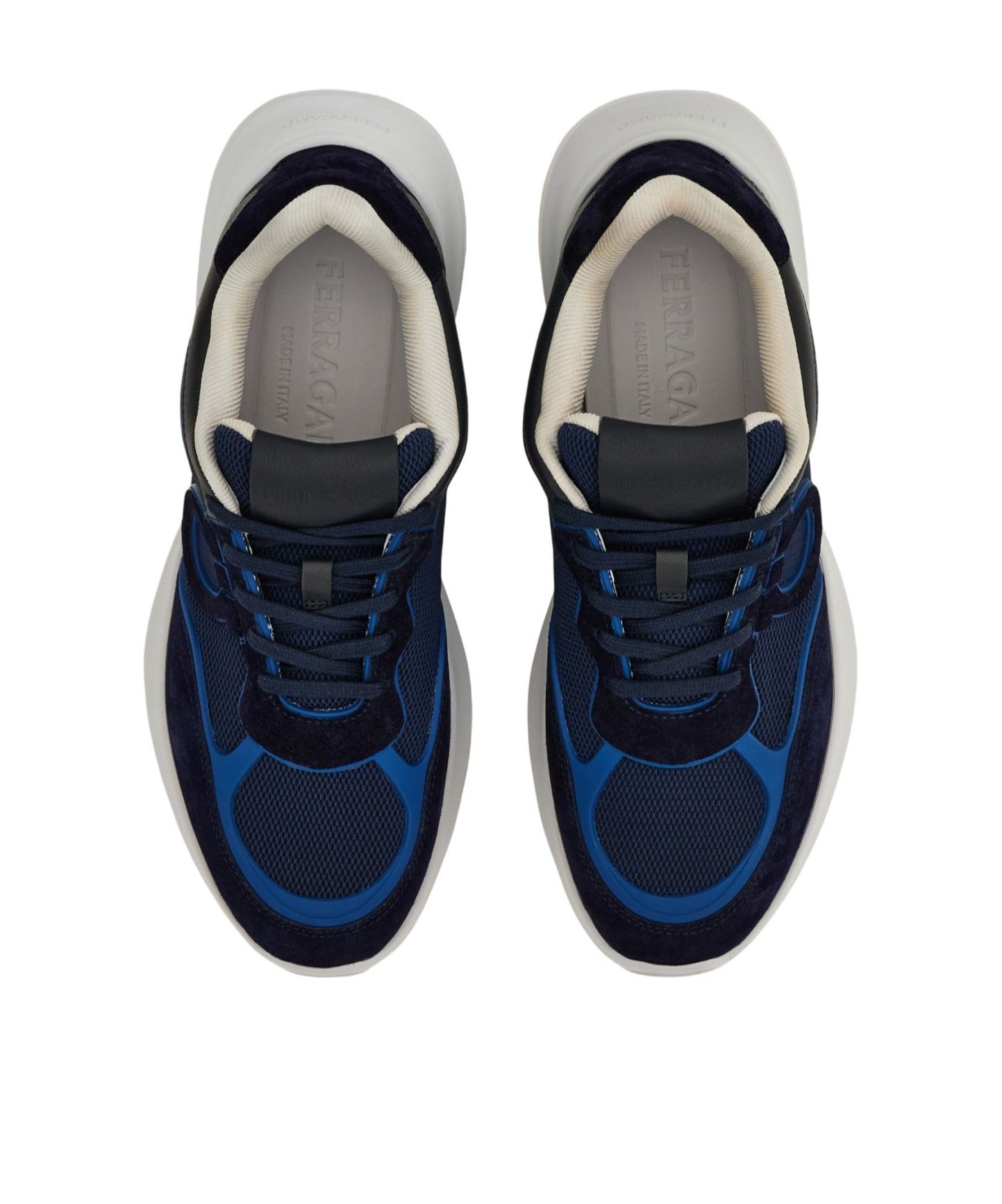 Ferragamo Low Top Sneaker With Gancini Ornament In Blue