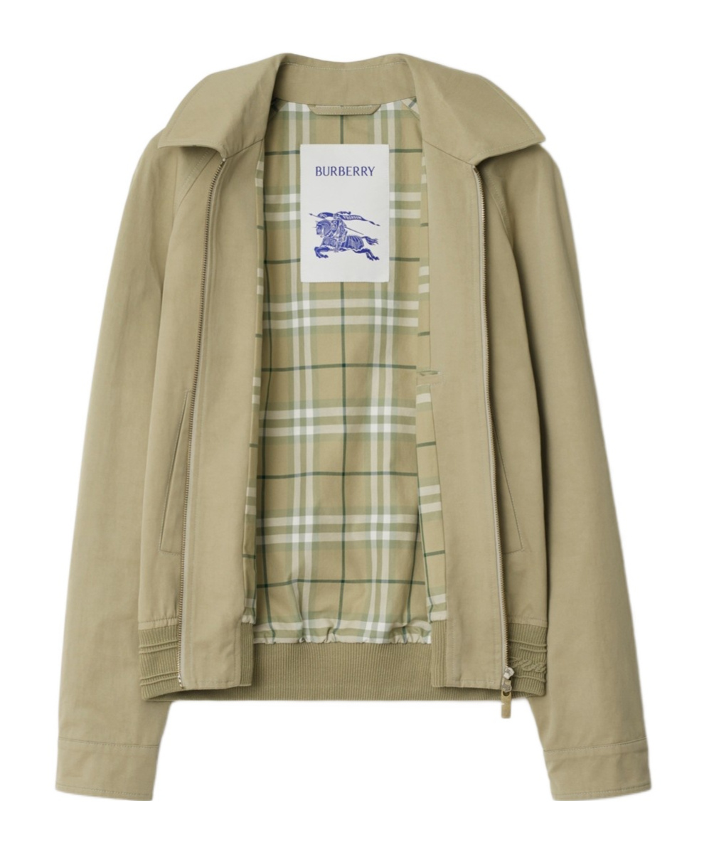 Burberry Cotton Jacket With Collar And Pockets In Neutral