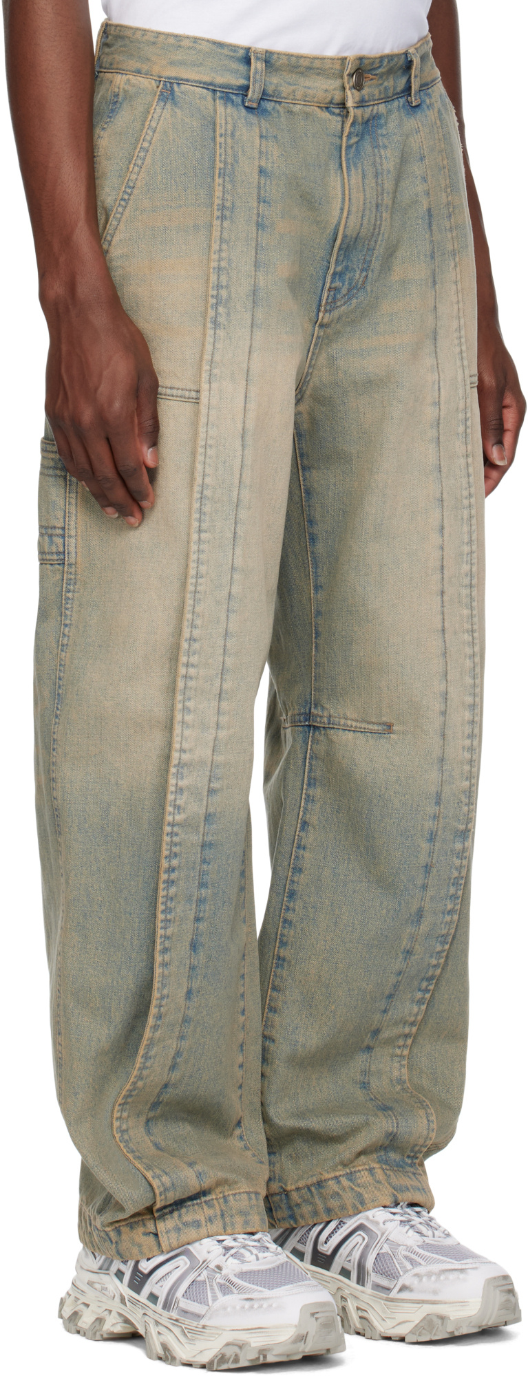 Juunj Juun. J Washed Curved-seam Wide Jeans In Nude