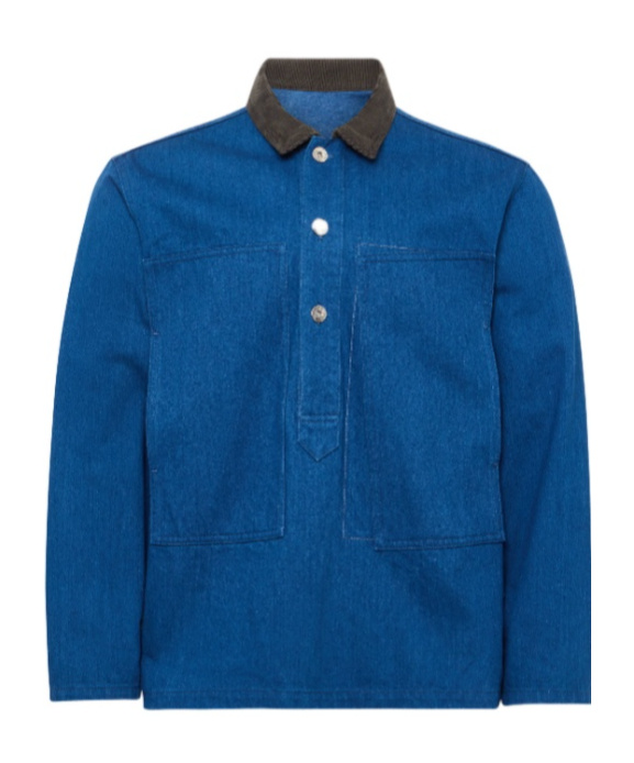 Jw Anderson Long Sleeve Polo Shirt With Patch Pocket In Blue