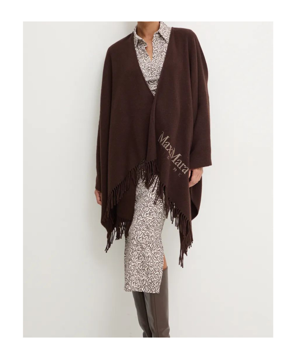 Max Mara Fringed Cloak In Black