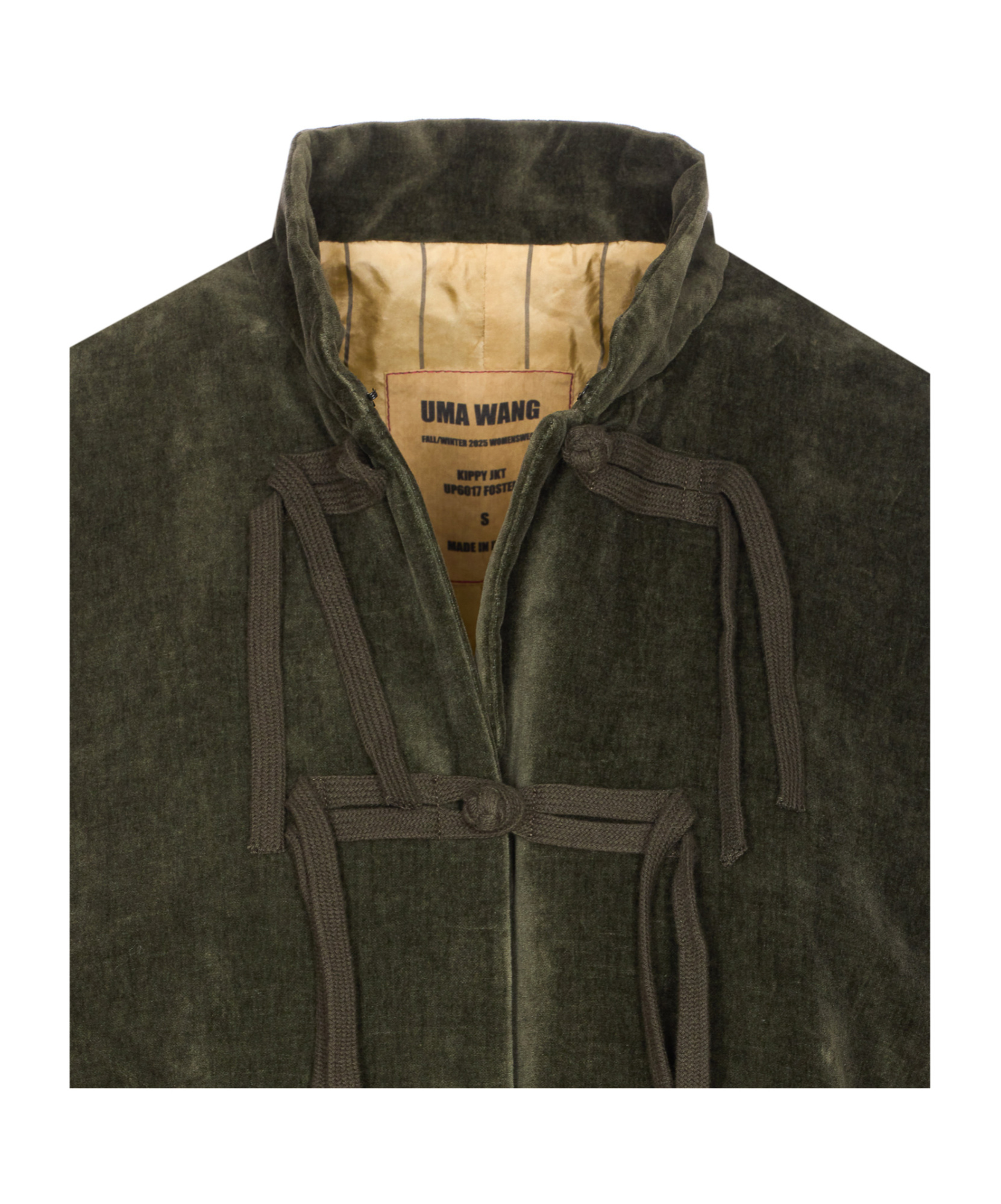 Uma Wang Velvet Texture High Collar Jacket With Button Detailing In Green