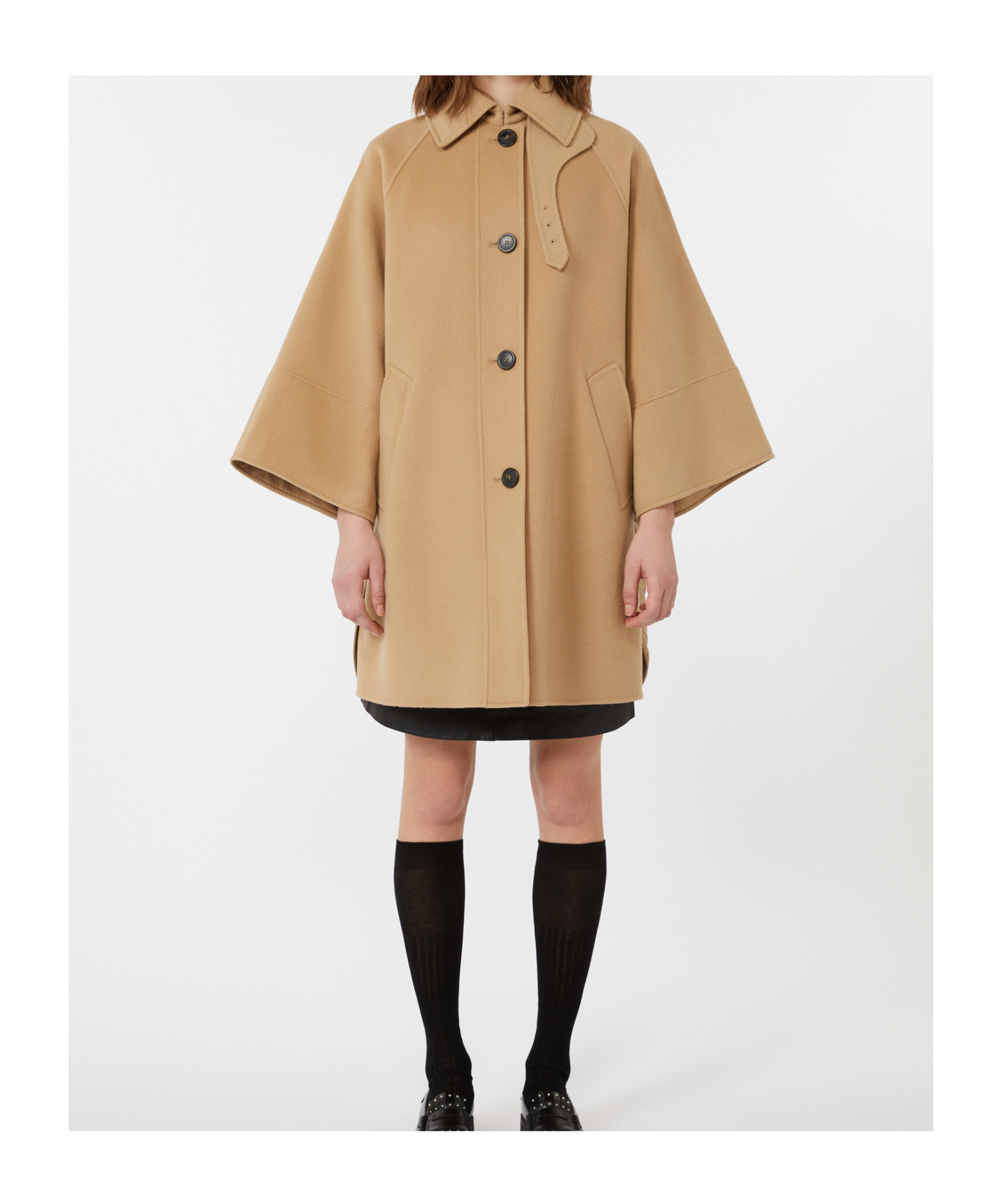 Weekend Max Mara Double Wool Drap Coat In Brown