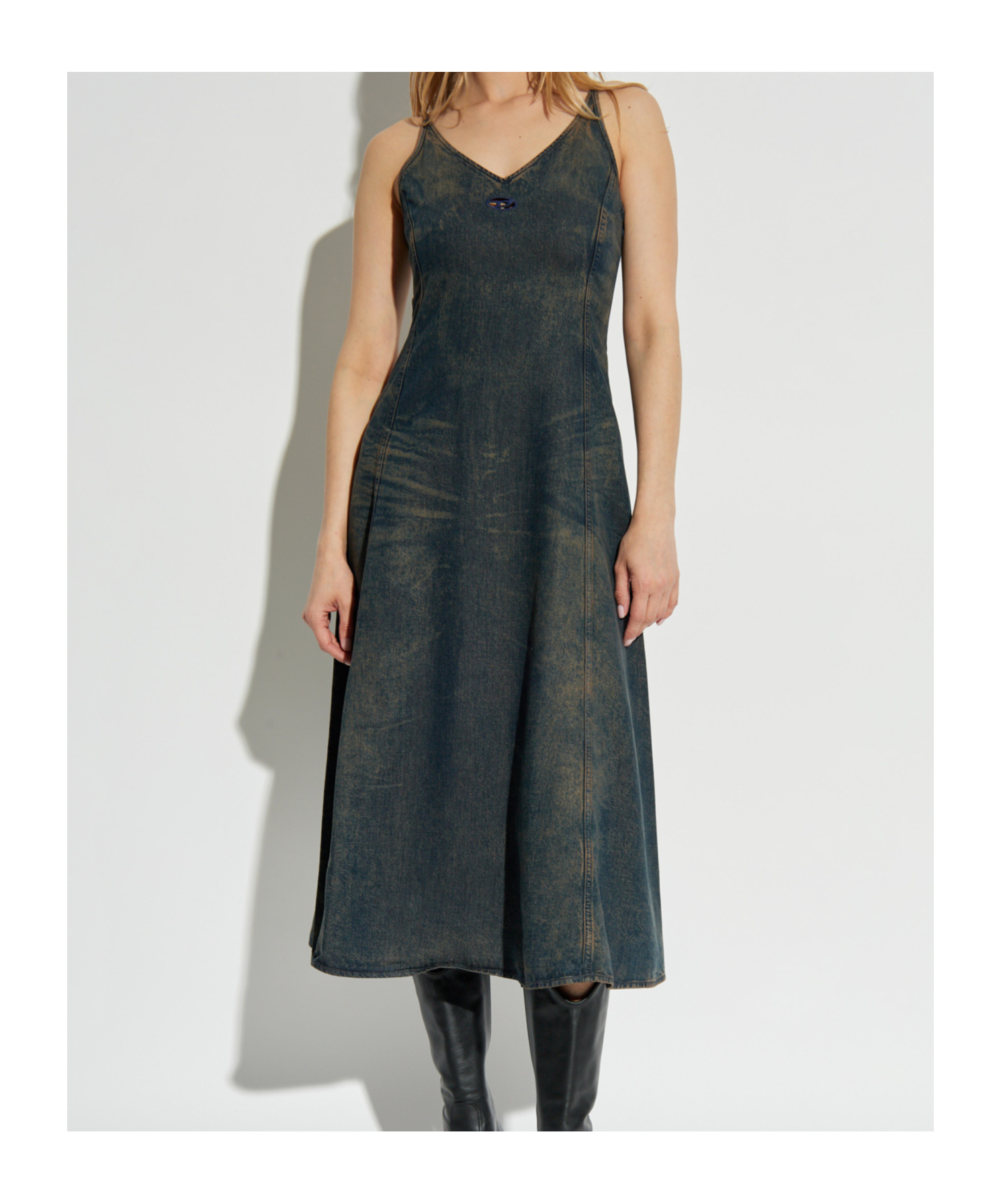 Diesel De-beld-s V-neck Denim Dress