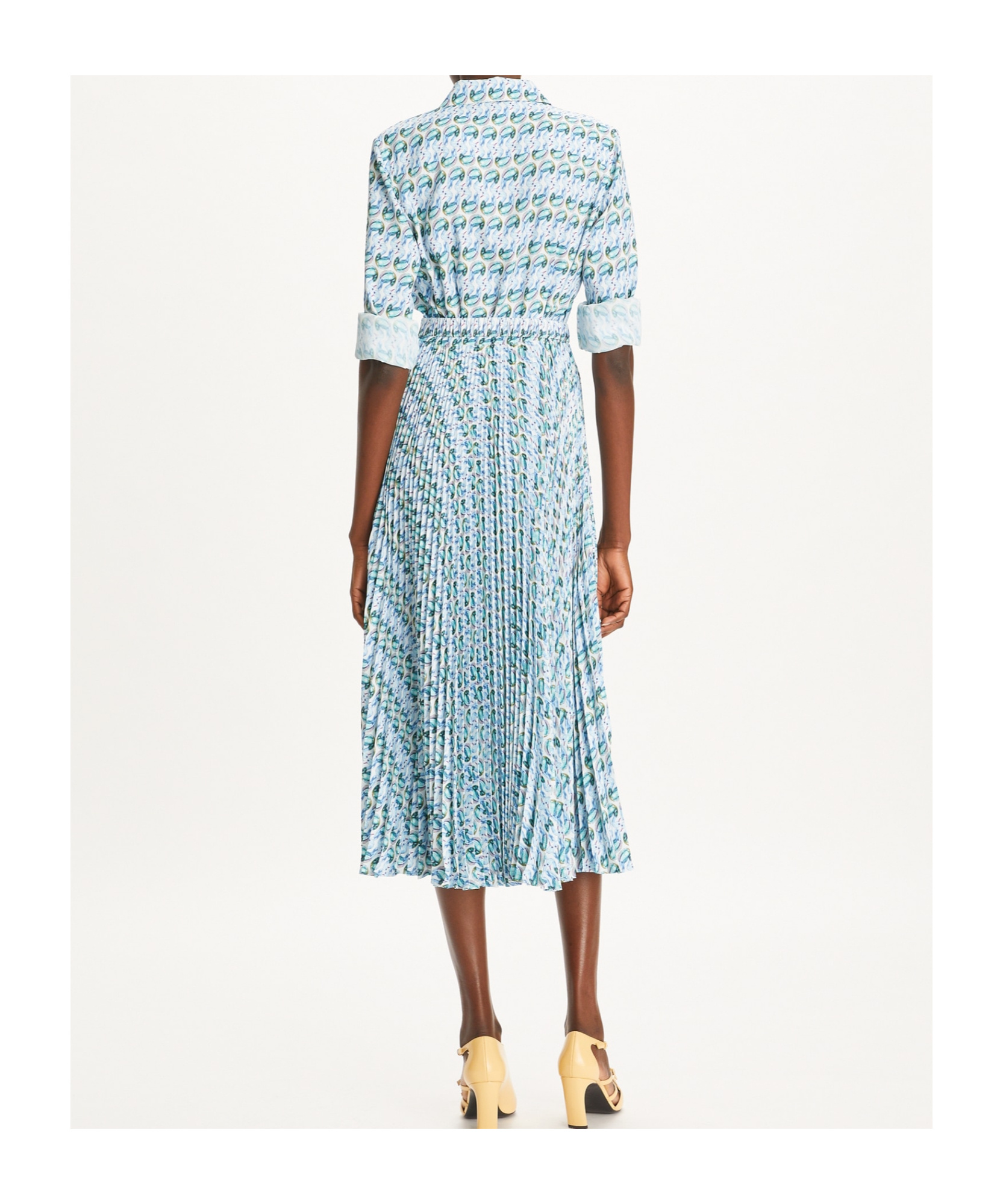 Tory Burch Abstract-pattern Print Midi Skirt In Blue