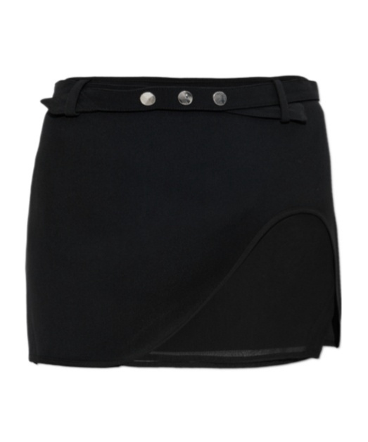 Attico Mini Skirt With A Transparent Mesh Panel In Black