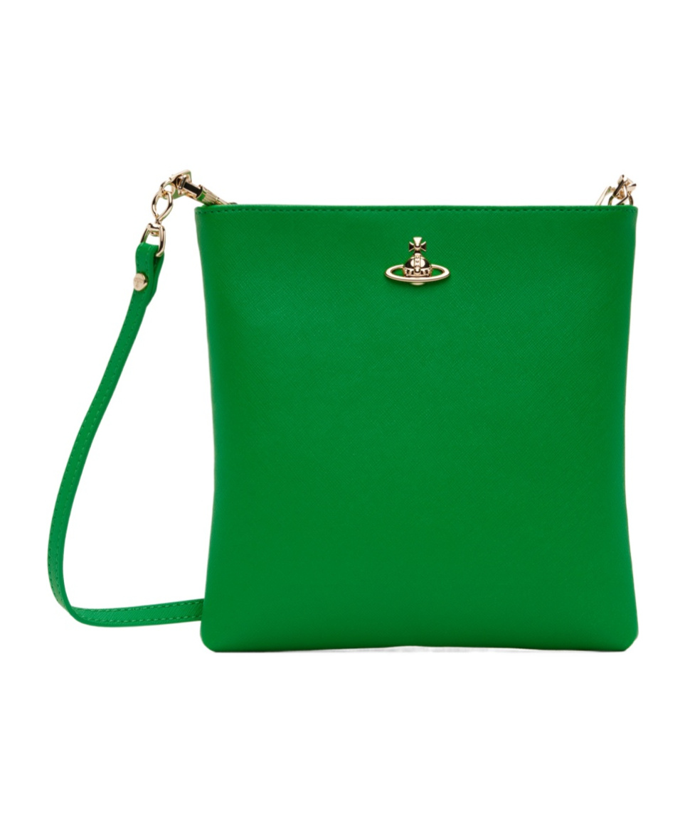 Vivienne Westwood Squire Square 3d Logo Crossbody Bag In Green