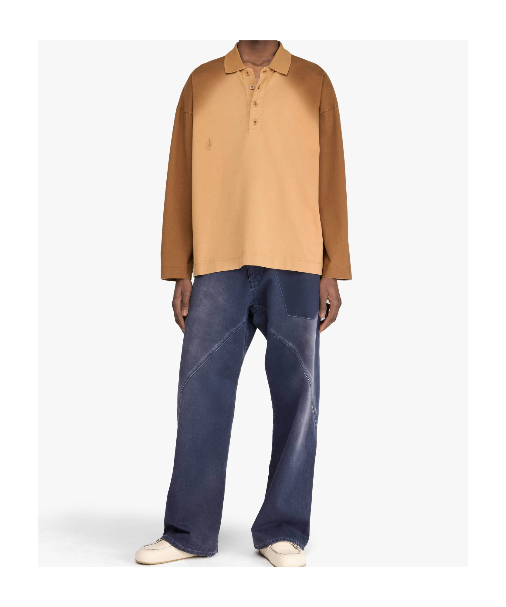 Jw Anderson Brown Polo Shirt With Classic Collar And Logo Detail On The Front In Brown