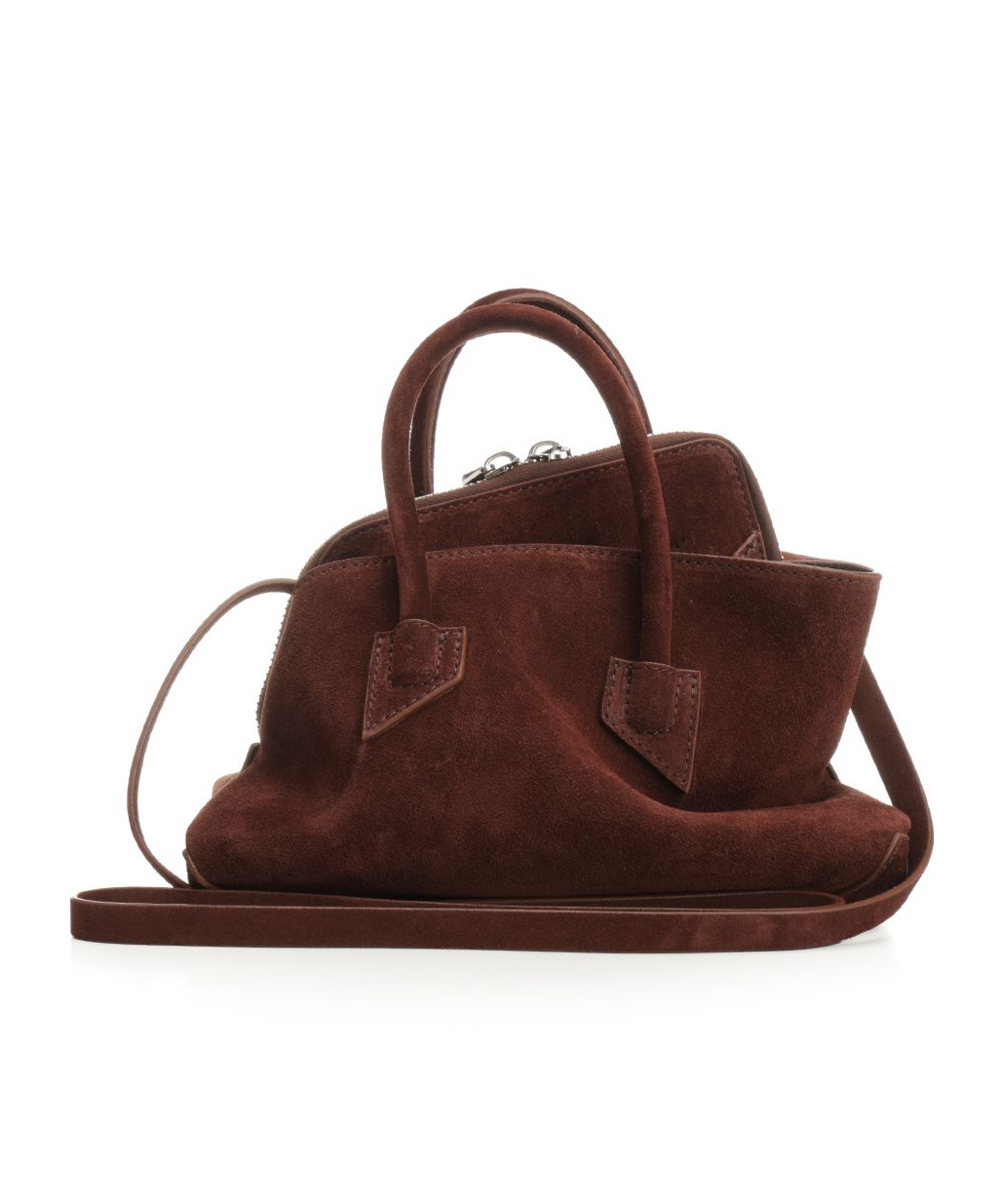 Attico La Passeggiata Mini Suede Handbags Brown In Brown