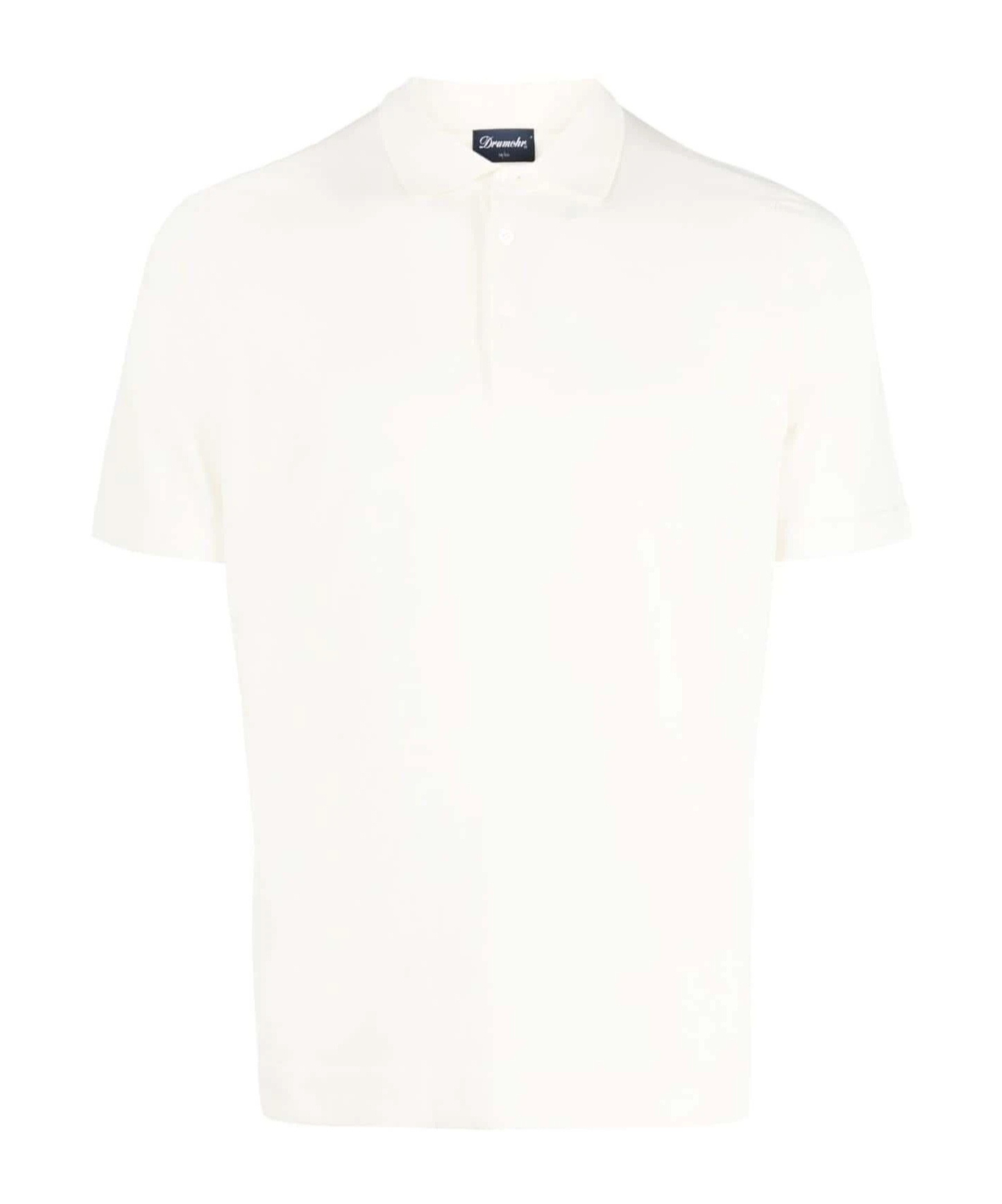 Drumohr Logo Label Jersey Polo In White
