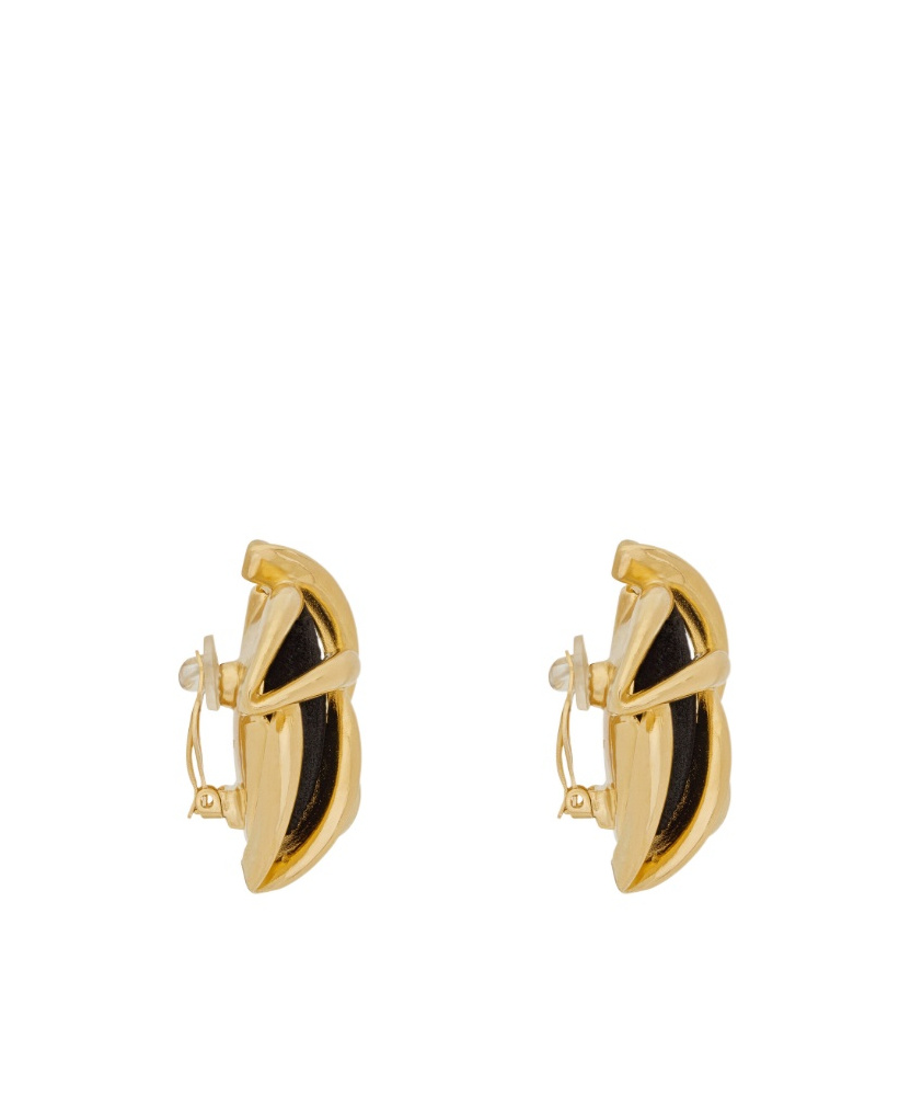 Saint Laurent Floral Motif Clip On Earrings In Gold
