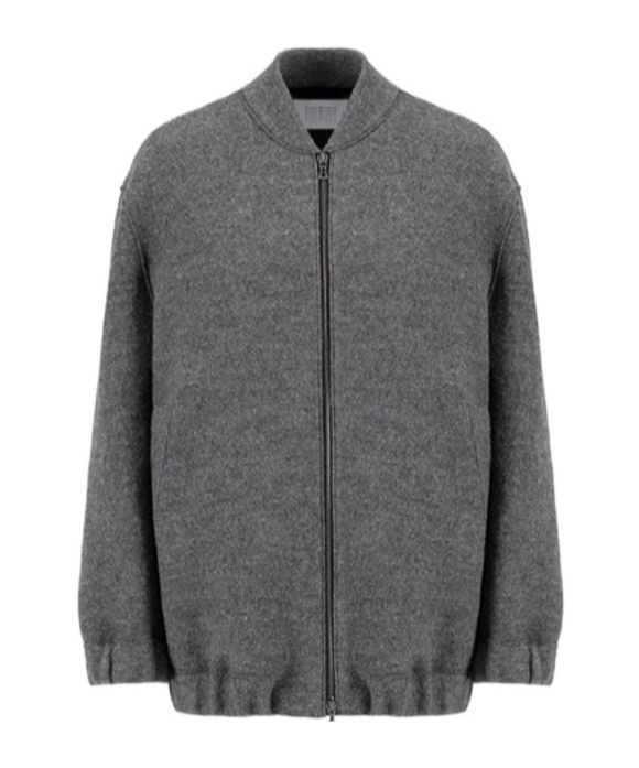 Harris Wharf London Zip-front Bomber Jacket In Gray