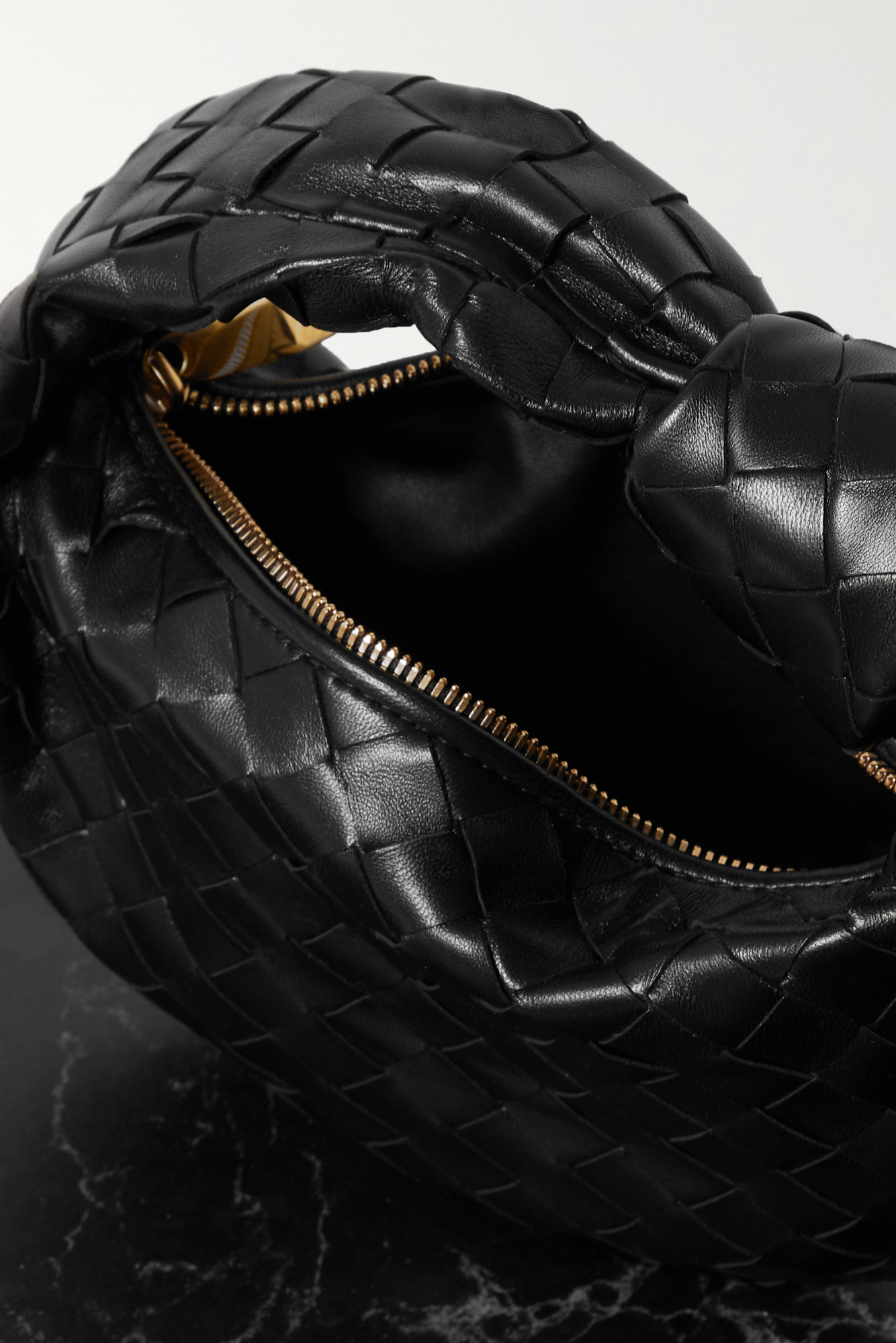 Bottega Veneta Teen Jodie Intrecciato Leather Hobo In Fire Nero