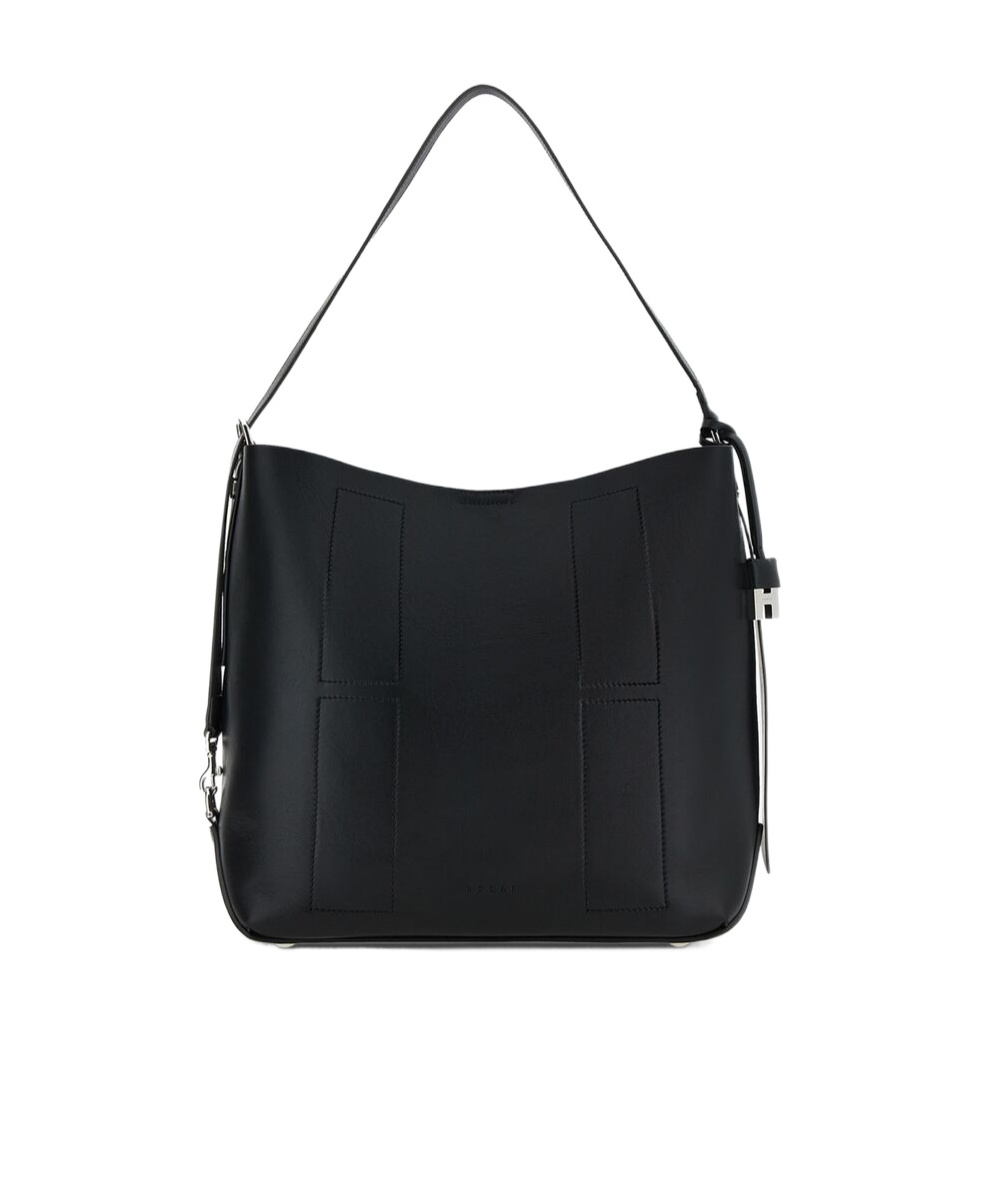 Hogan Medium Leather Shoulder Bag With Adjustable Strap In Black