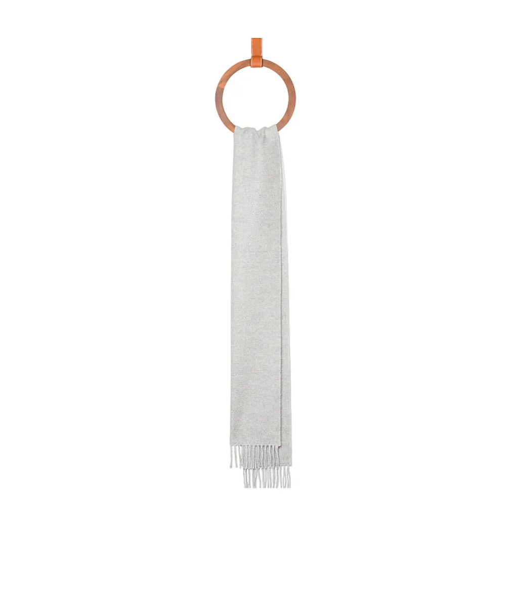 Shop Loewe Scarf In Wool And Cashmere In White