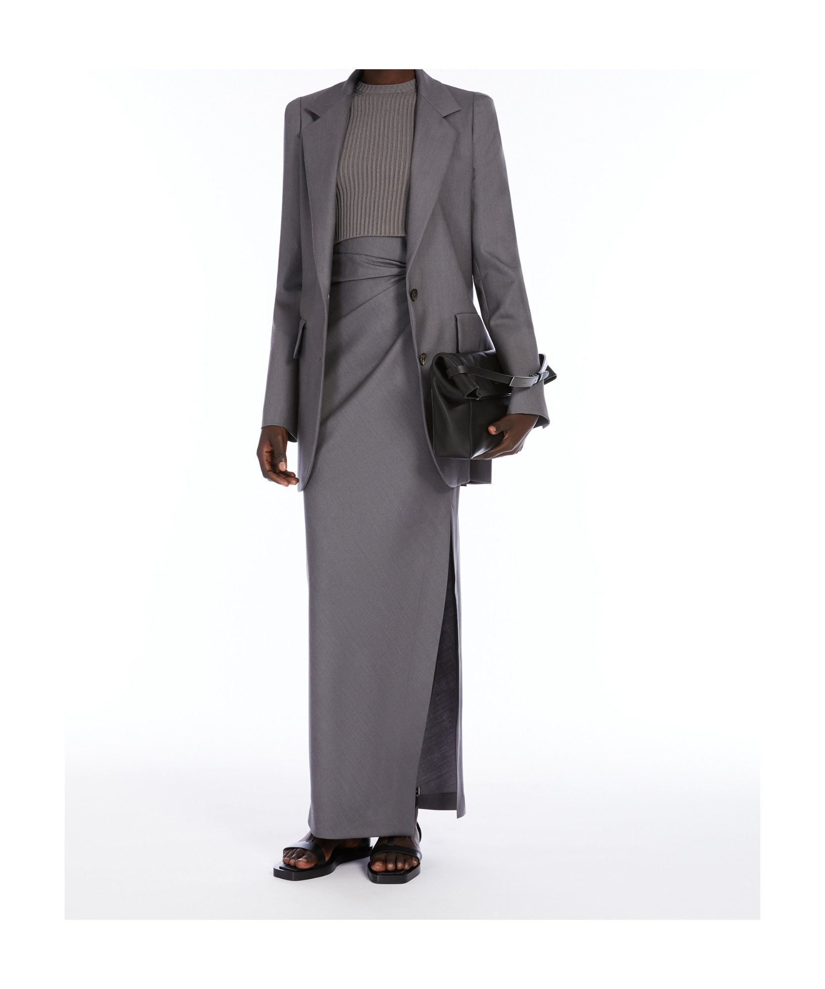 Max Mara Long-sleeved Sweater In Gray