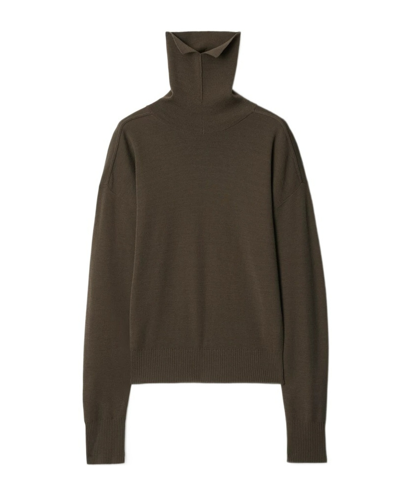 Burberry High-necked Wool Sweater In Brown