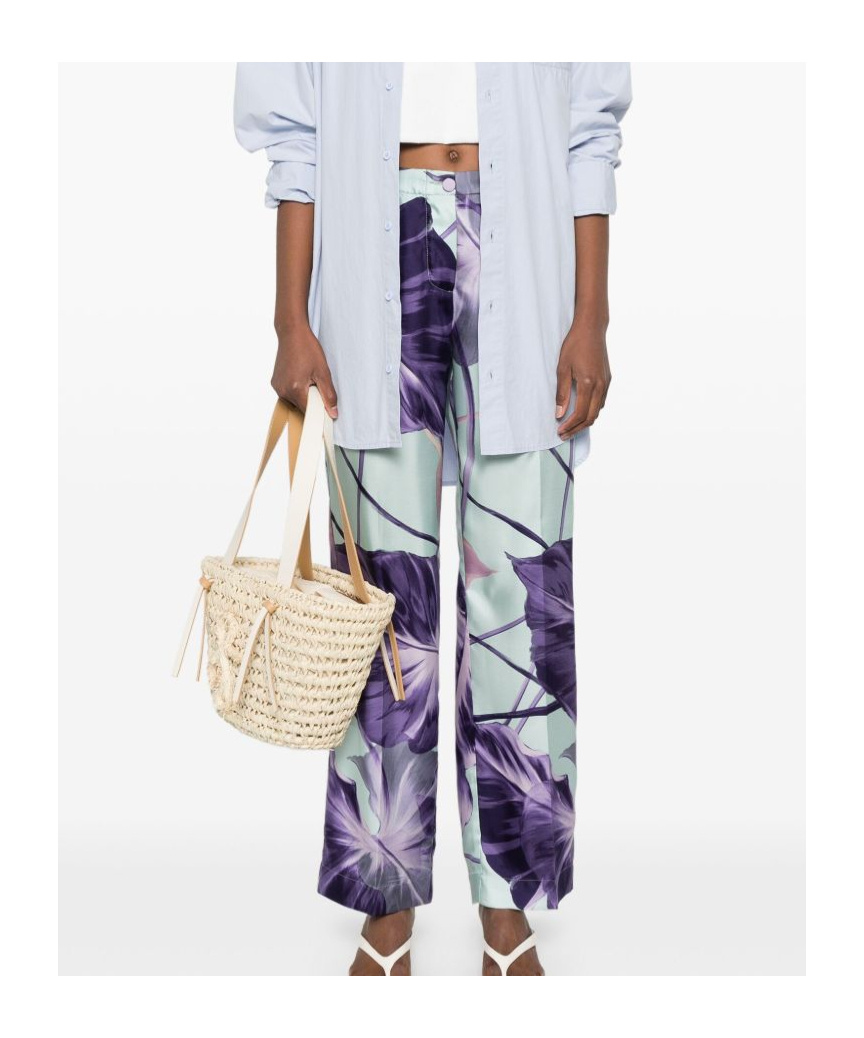 F.r.s For Restless Sleepers For Restless Sleepers Printed Silk Trousers In Purple
