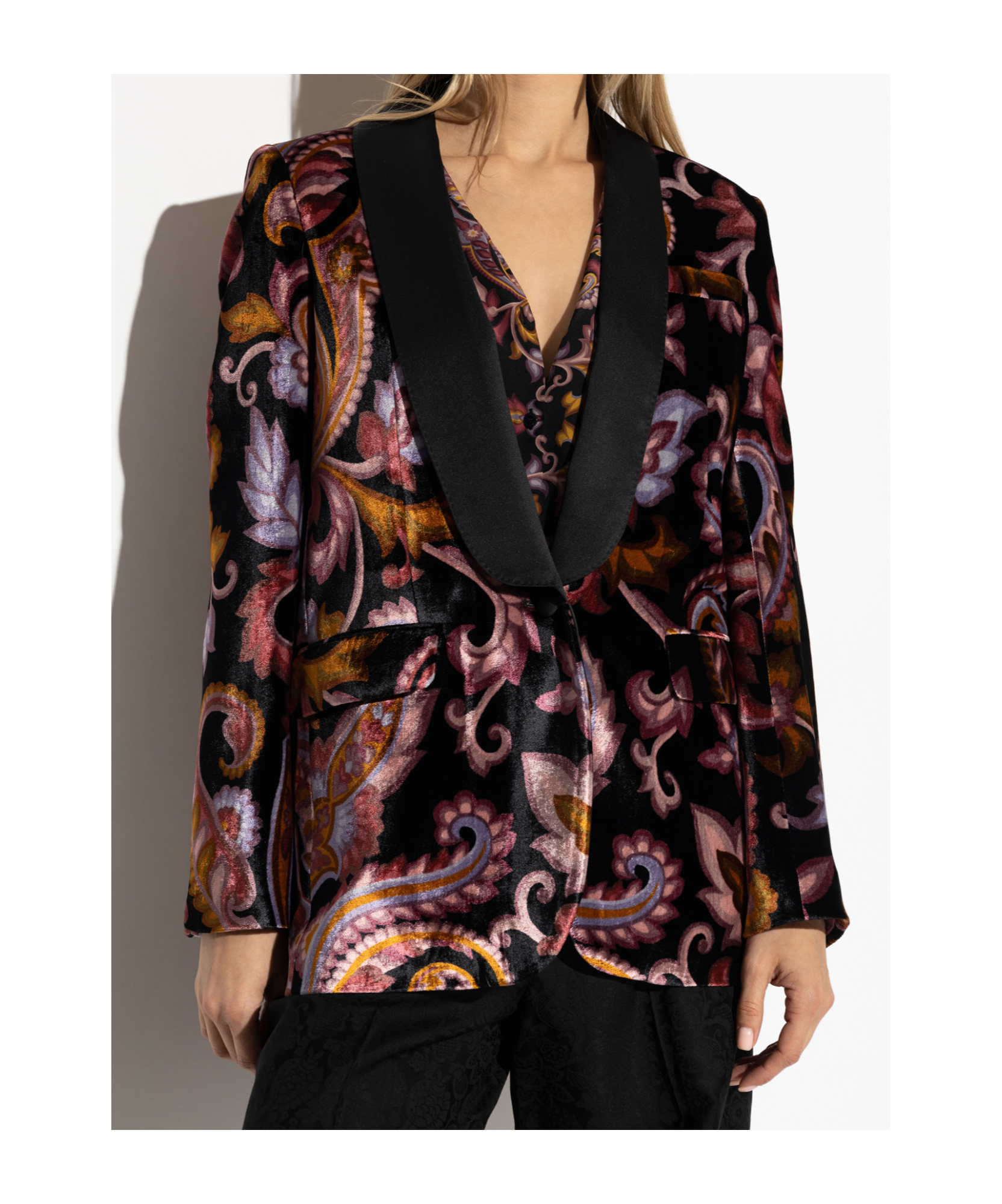 Etro Velvet Jacket With Print In Black