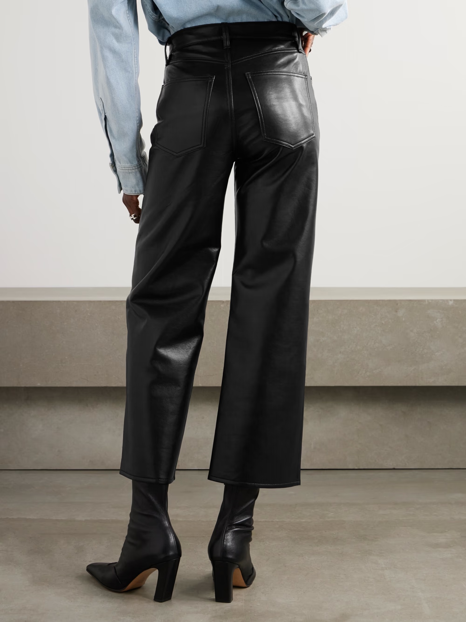 Agolde High Waist Wide Leg Casual Pants In Black