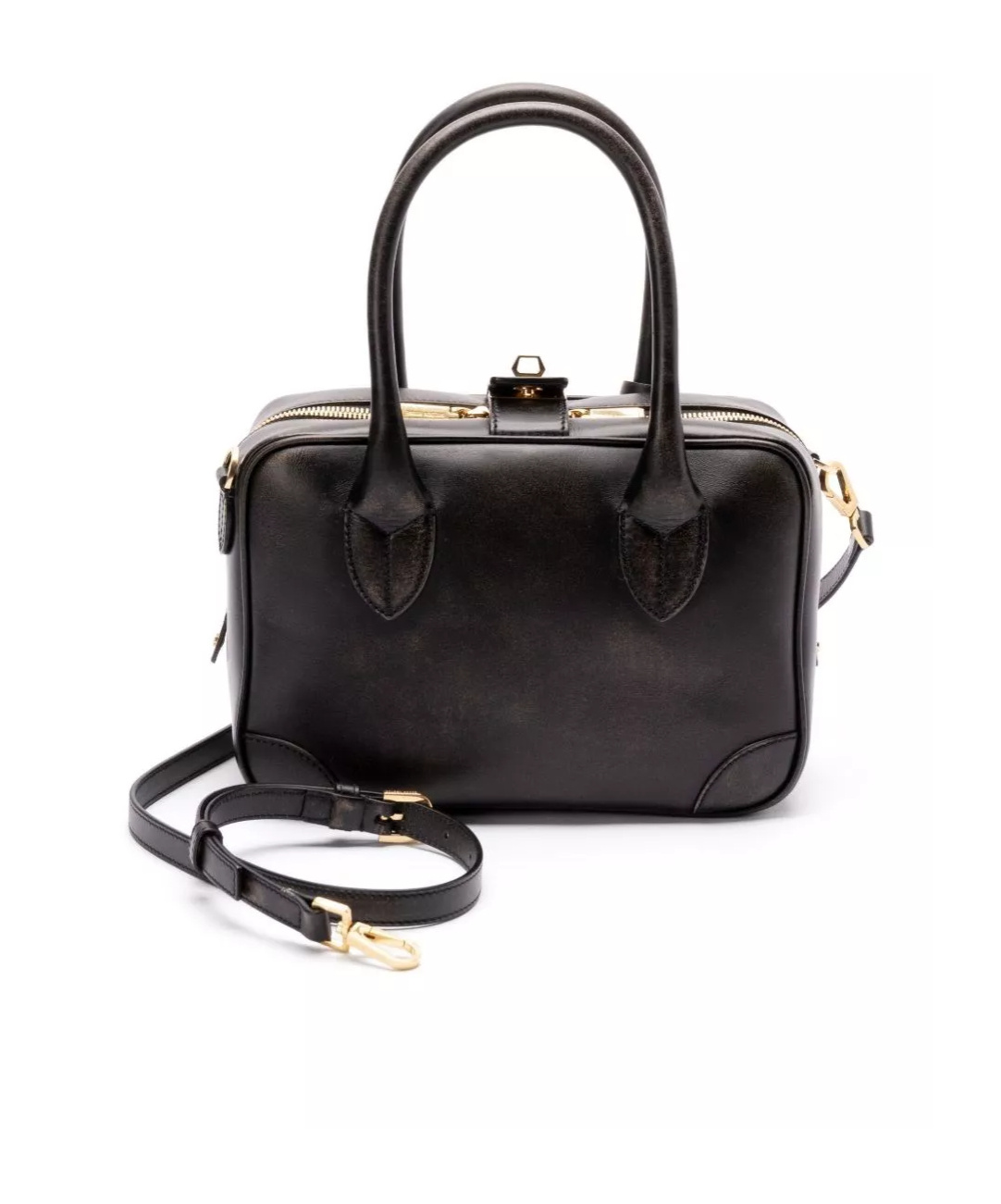 Golden Goose Structured Silhouette Top Handles Detachable Strap In Black