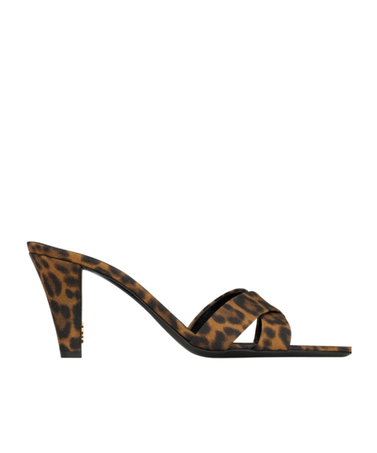 Saint Laurent 'jill' Mules In Animal Print In Black