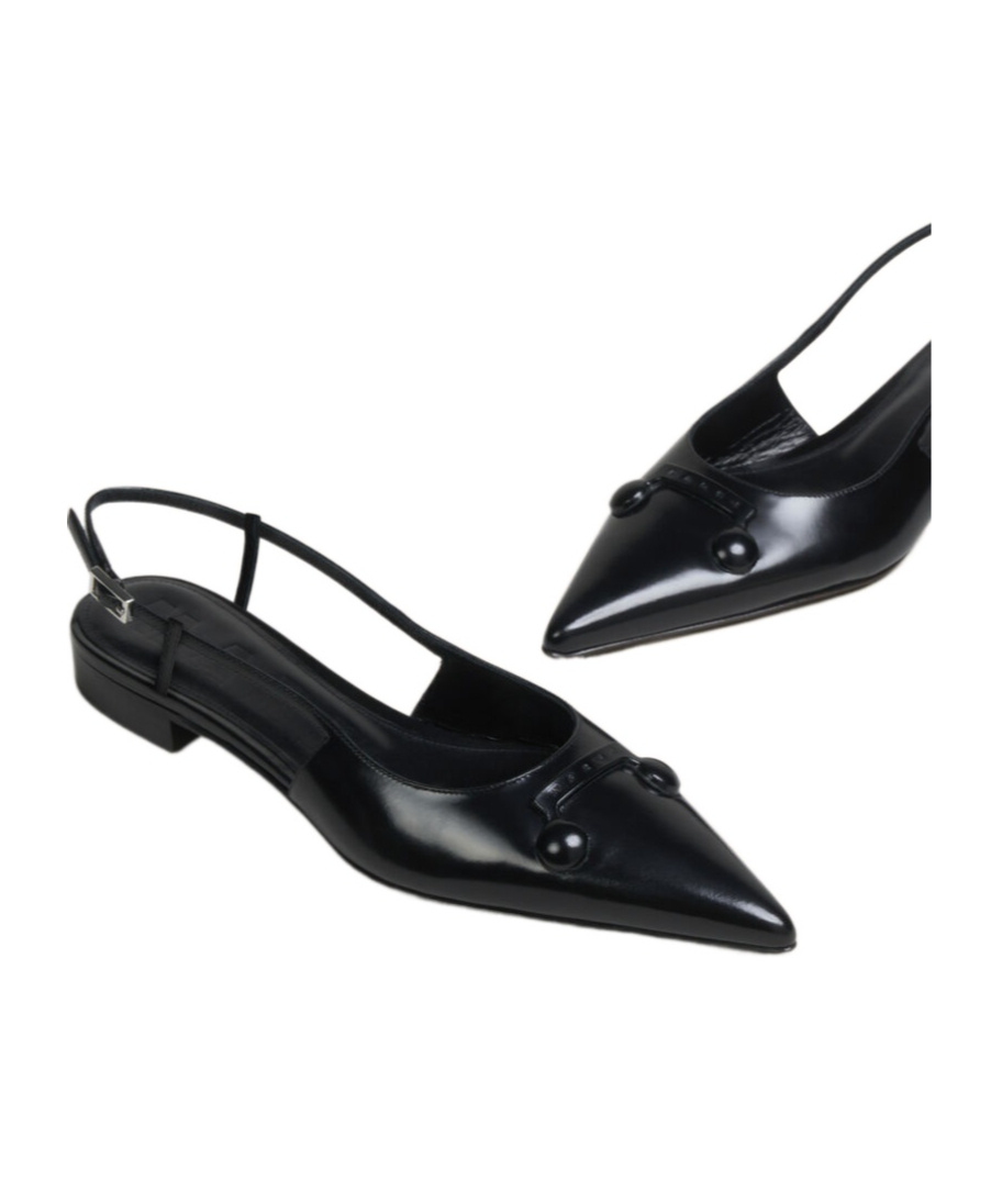 Marni Black Leather Trunkaroo Pointed Toe Slingback In Black