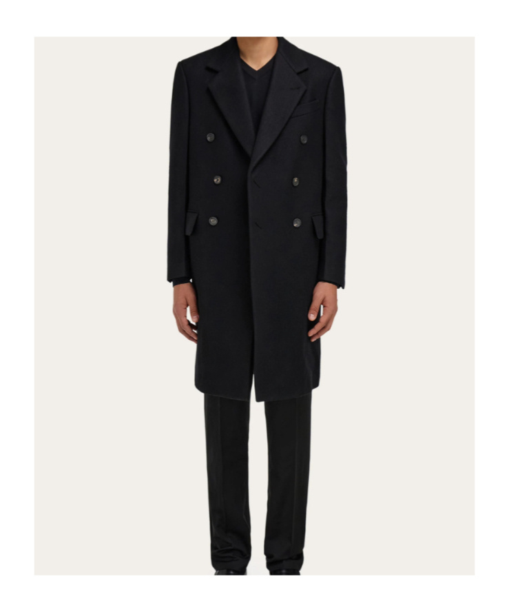 Ferragamo Double Breasted Coat In Black