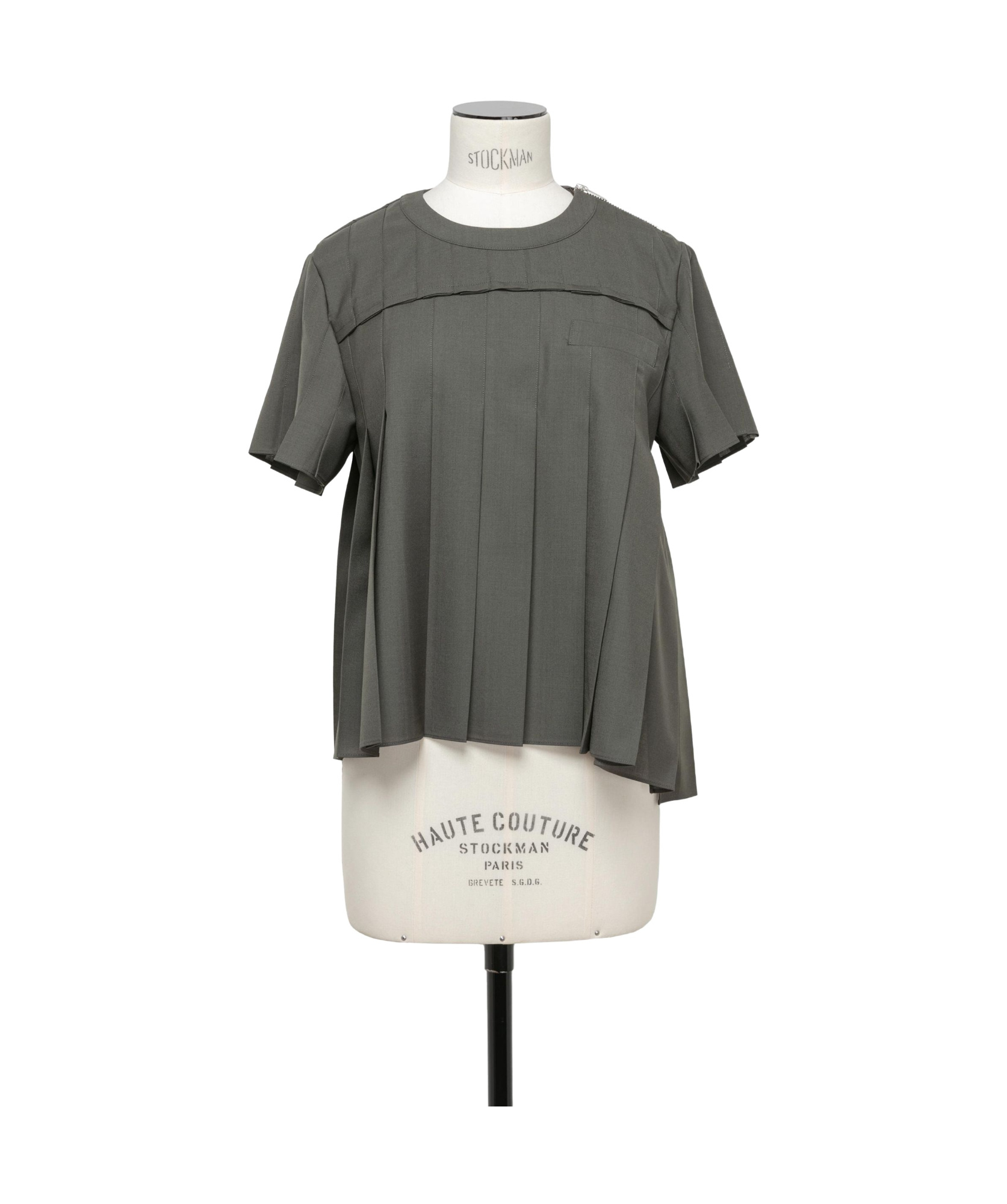 Sacai Pleated Short-sleeve T-shirt In Black