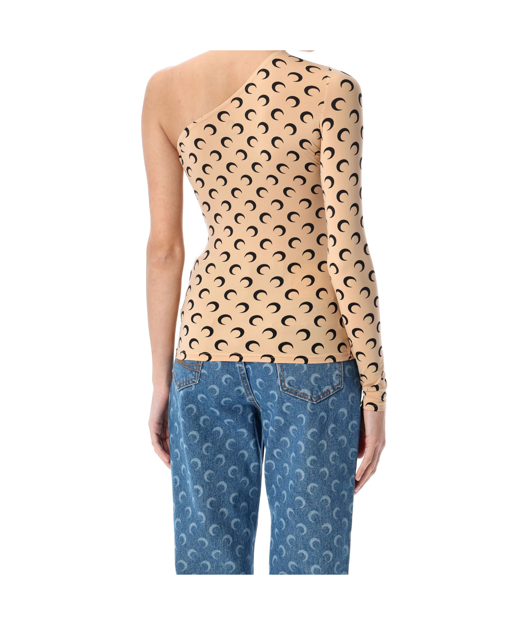 Marine Serre Second Skin Moon Asymmetric Top In Nude