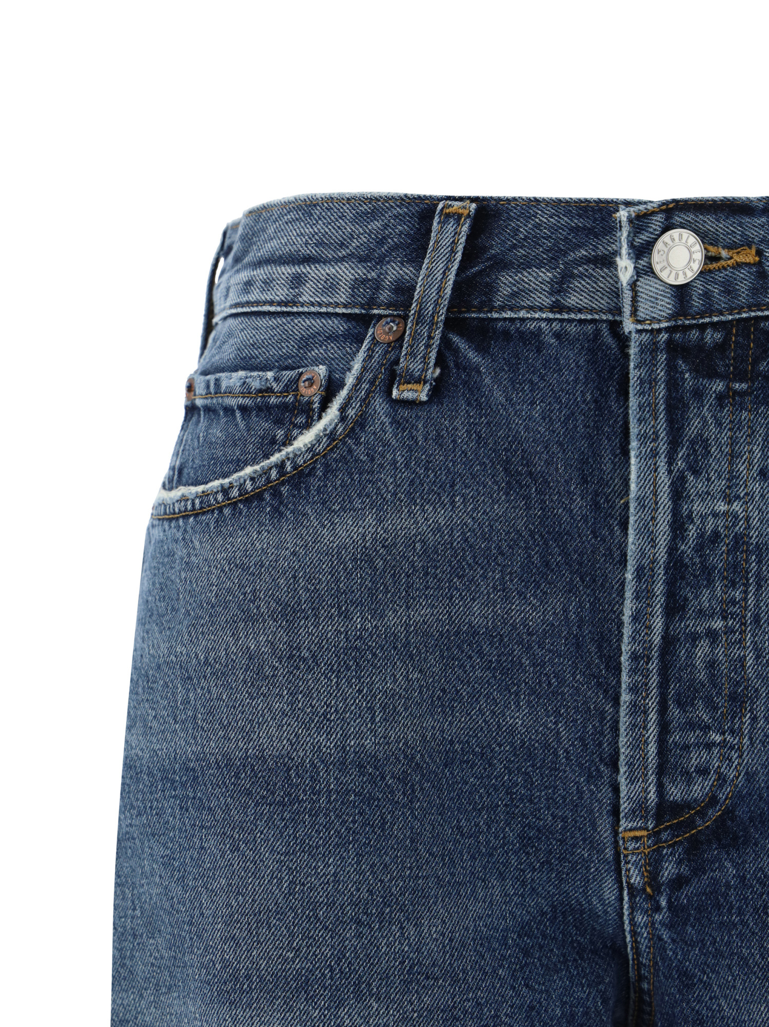 Agolde Dame Cuff Denim Short In Tension In Blue