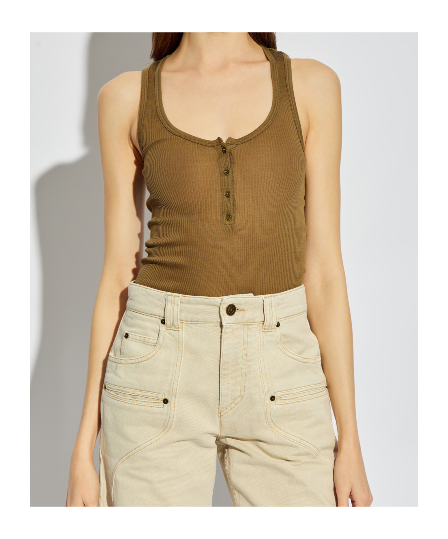 Isabel Marant Ribbed Vest In Brown