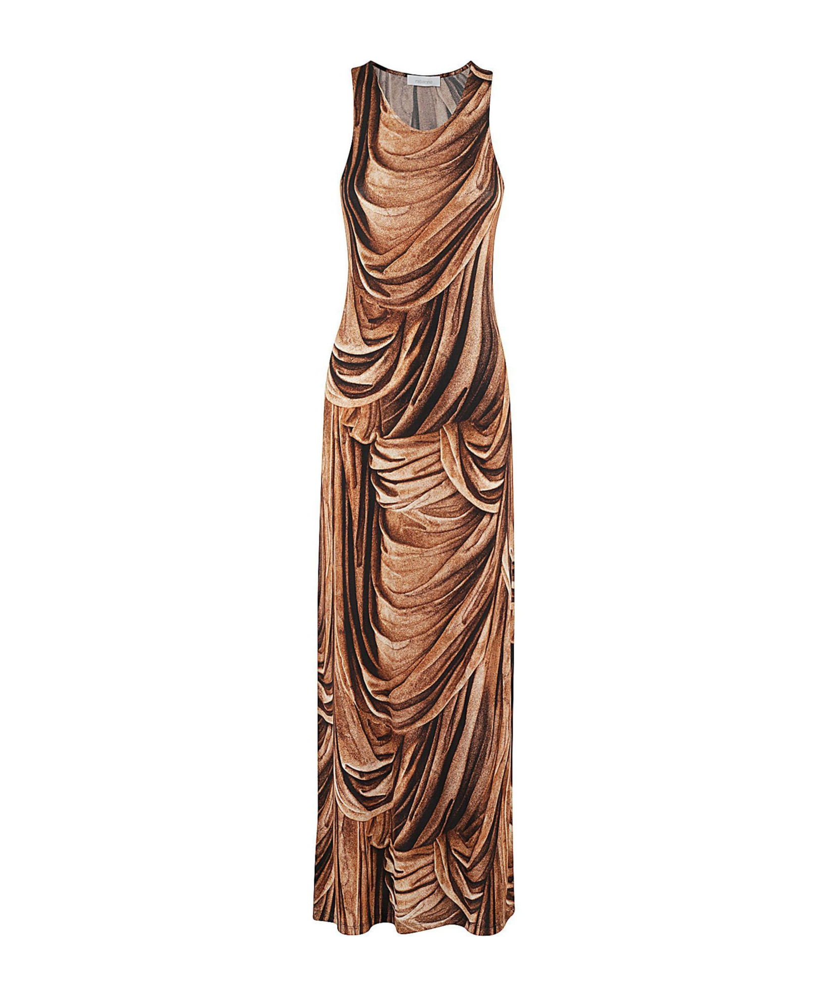 Rabanne Graphic-print Jersey Maxi Dress In Brown