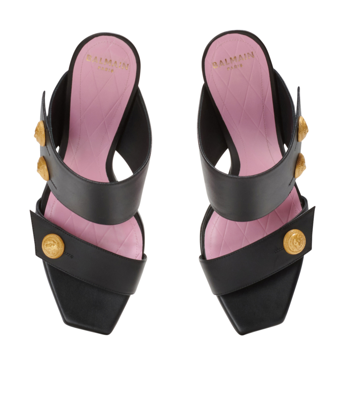 Balmain Square-headed High-heeled Sandals In Black