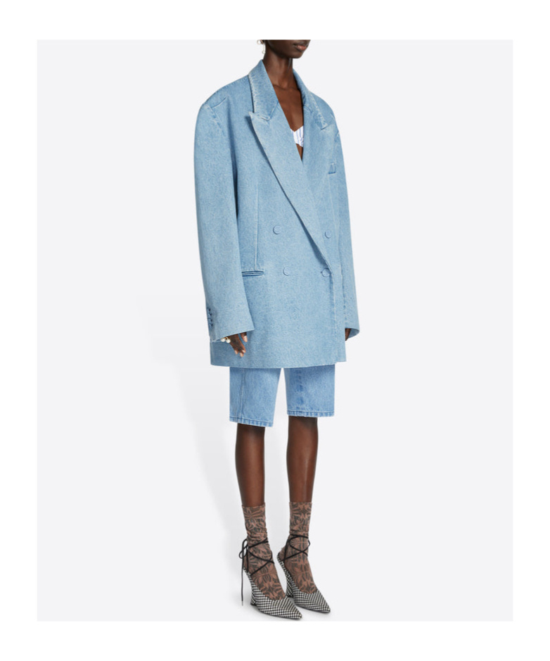 Dries Van Noten Double-breasted Denim Blazer In Blue