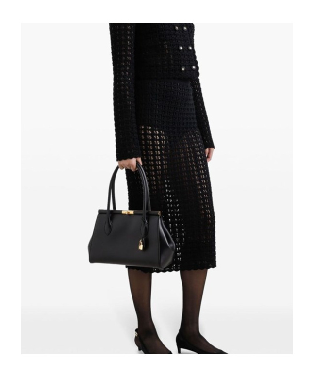 Dolce & Gabbana Small Marlene Palmellato Leather Bag In Black