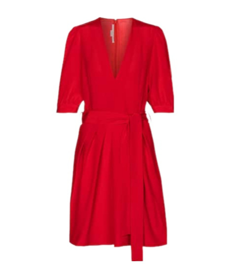Stella Mccartney Mireya Belted Pleated Silk-jacquard Playsuit In Red