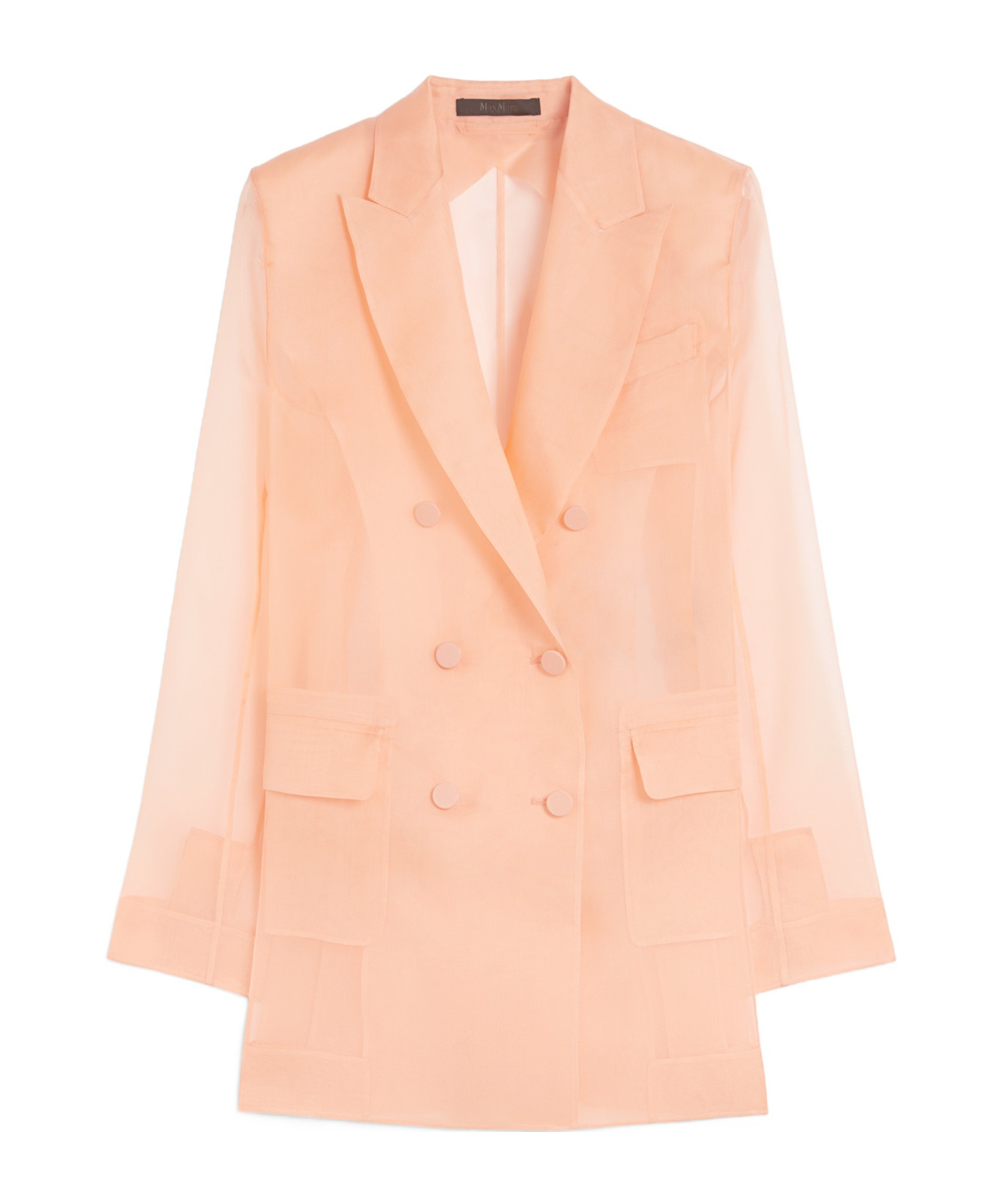 Max Mara Silk Organza Double-breasted Blazer In Rose Gold