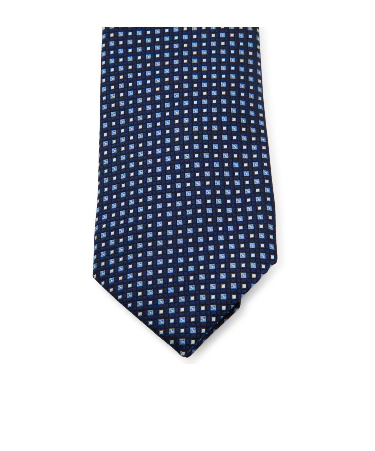 Zegna Geometric Patterned Tie Pointed Tip In Blue