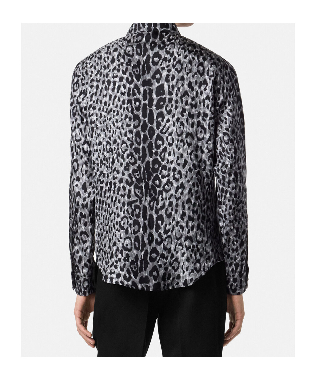 Versace Leopard-print Silk Shirt In Blue