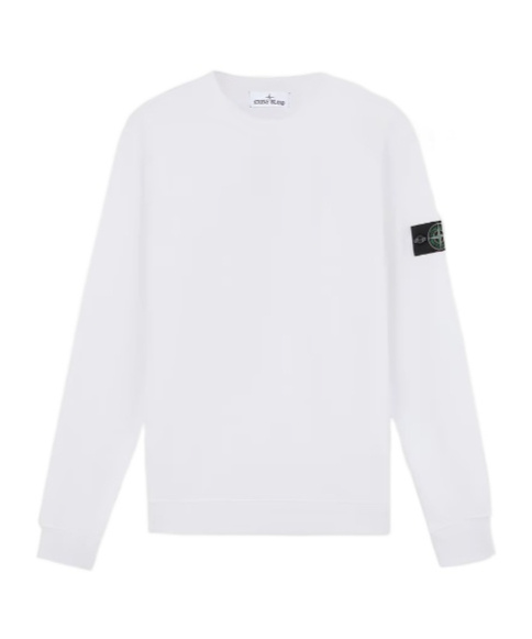 Stone Island Regular-fit Crewneck Sweatshirt With Elasticated Cuffs In White