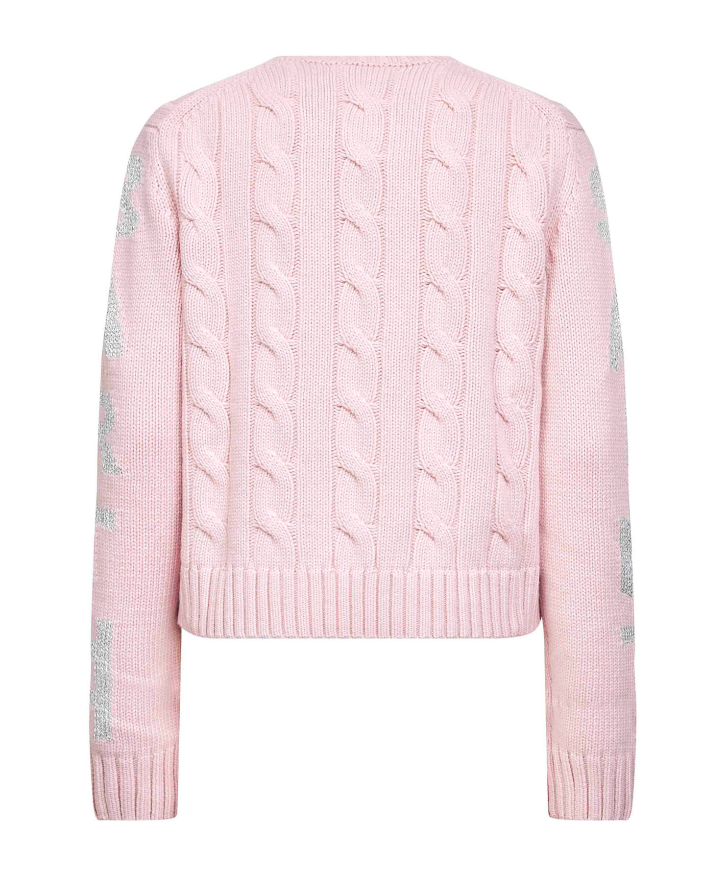 Mc2 Saint Barth Cable Knit Sweater In Pink