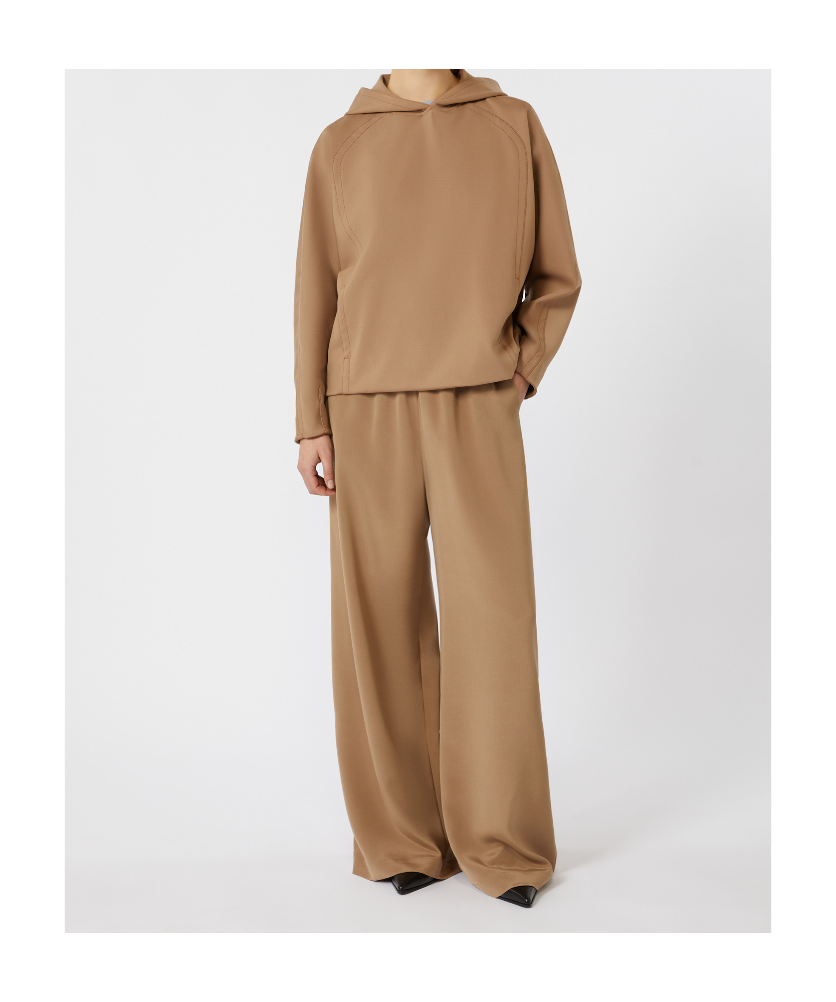 Max Mara Jersey Hooded Sweatshirt In Brown