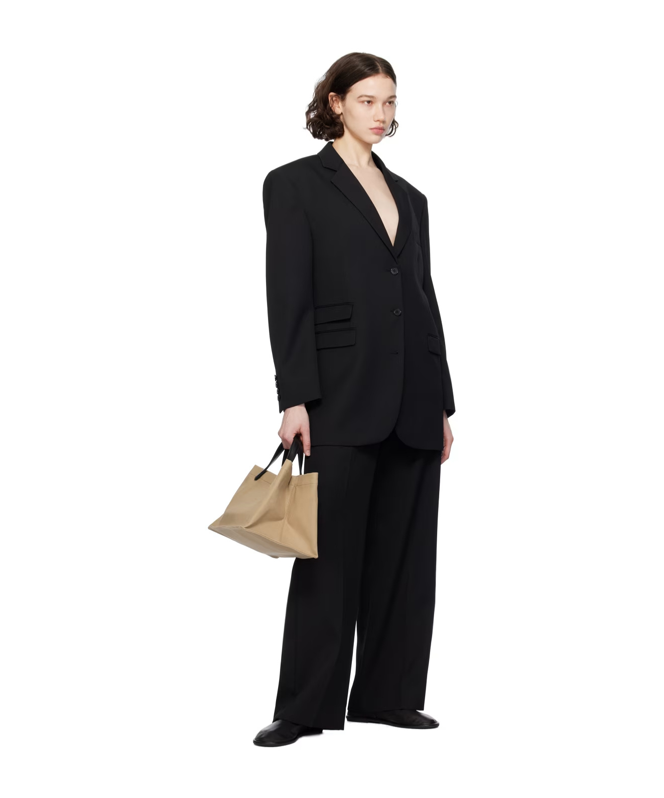 Shop The Row Round Head Loafer Shoes In Black
