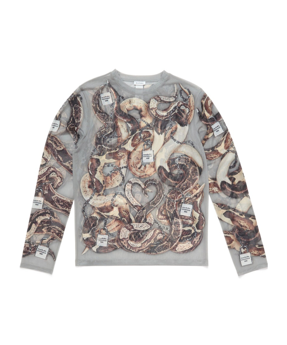 Acne Studios Long-sleeved Printed Top In Gray