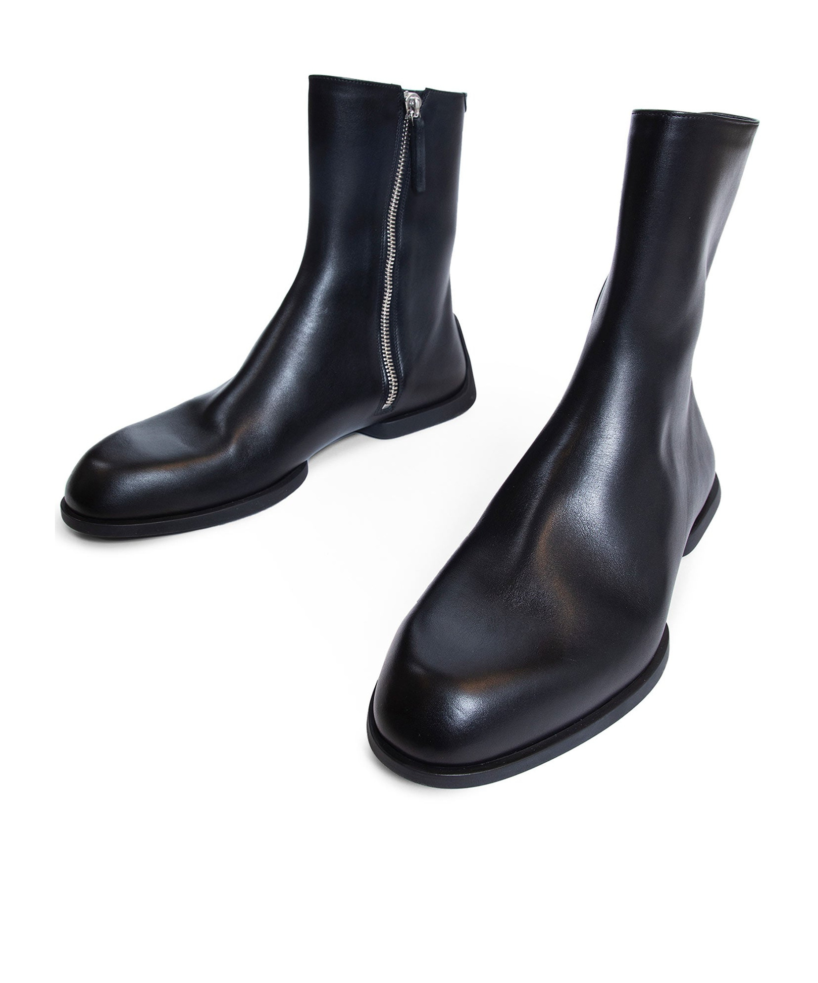 Jil Sander Men Leather Zip-up Ankle Boot In Blue