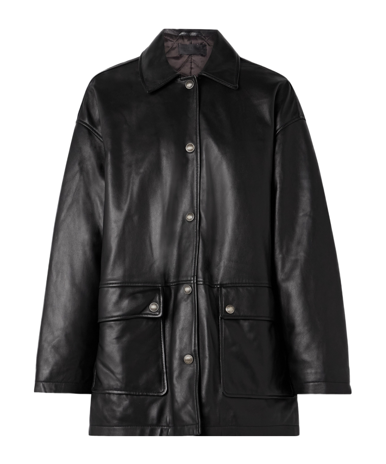 Nili Lotan Long-sleeved Leather Jacket In Black