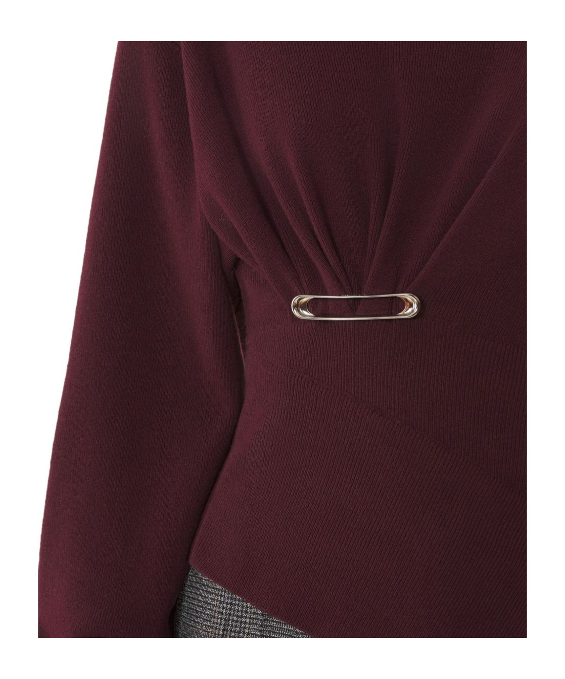 Lanvin Burgundy Knit Wool-cashmere Sweater With Asymmetrical Hem In Burgundy