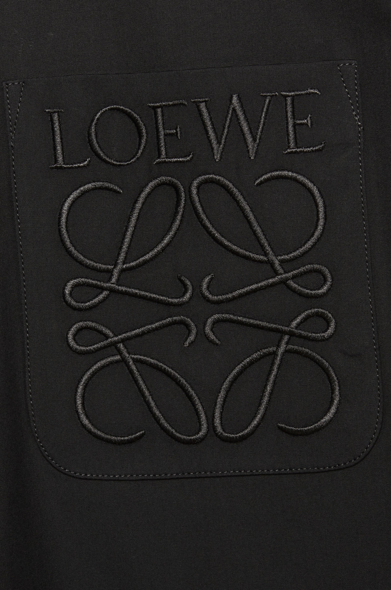 Loewe Mens Brand-embroidery Patch-pocket Long-sleeve Cotton Shirt Black In Black